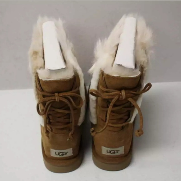 UGG Classic Patchwork Fluff Boot Chestnut Sz 8 - Picture 6 of 8